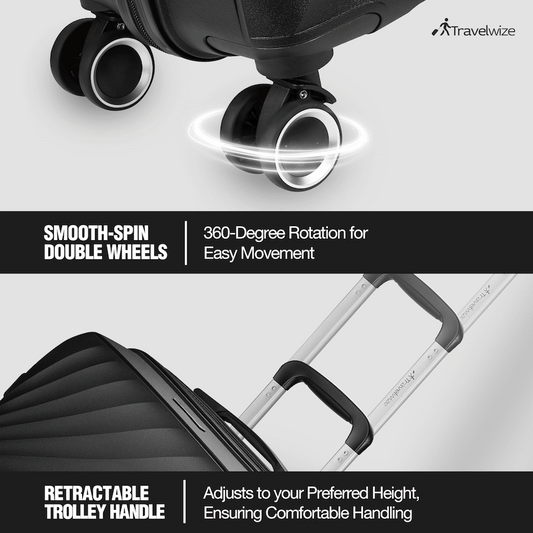 Travelwize Quartz PP 66cm 4-Wheels Spinner Luggage - Black