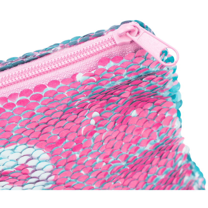 Quest Sequin Narwhale Pencil Case. Pink