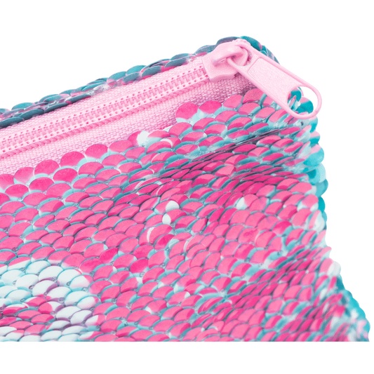 Quest Sequin Narwhale Pencil Case. Pink