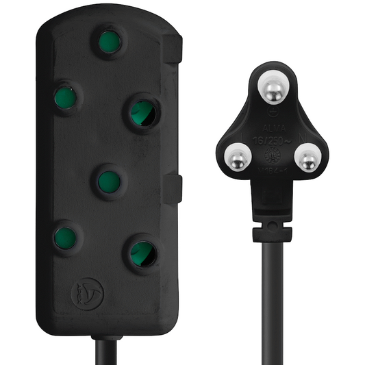 Switched Light Duty Side by Side (SBS) Extension Leads 20M - BK