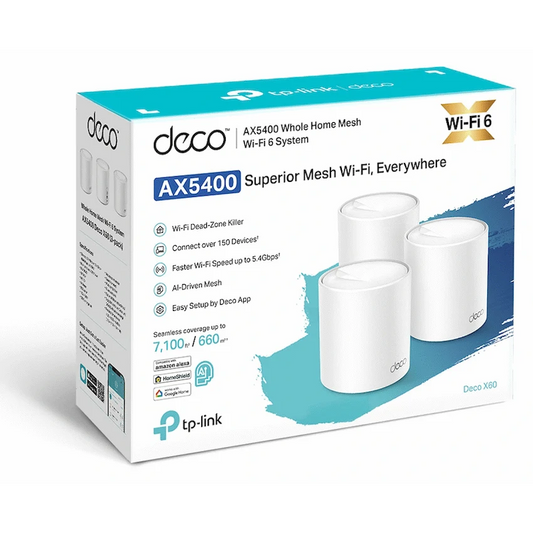 TP-Link Deco X60 (3-Pack) AX5400 Whole-Home Mesh Wi-Fi 6 System (Tri-Band)