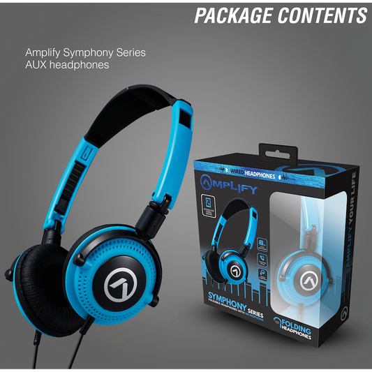 Amplify Symphony Headphones with Microphone - Blue & Black