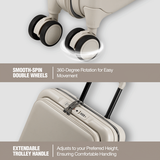 Expandable PP 55cm Carry On Luggage - Beige