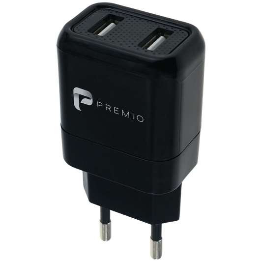 Premio 2.4a Dual Wall Charger - Black