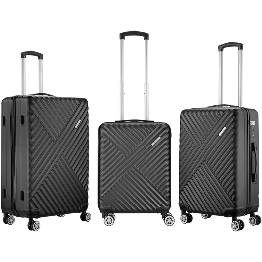 Travelwize Astra ABS 4-Wheels Spinner 3Pc Luggage Set Black
