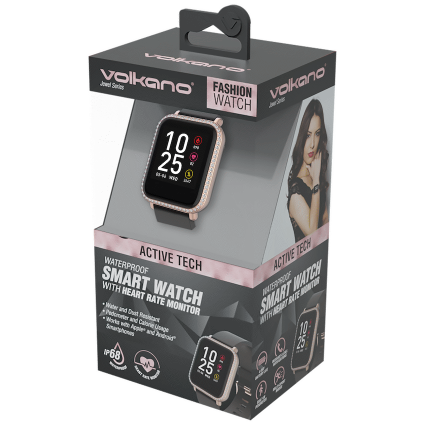Volkano Jewel Series Women's One Touch Smart Watch - Black