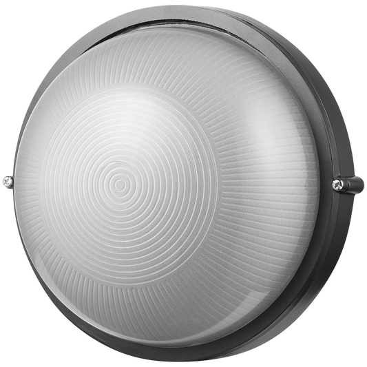 Ellies Illume Series - Large AC Round Bulkhead - Aluminium + Glass - E27 Base -BK