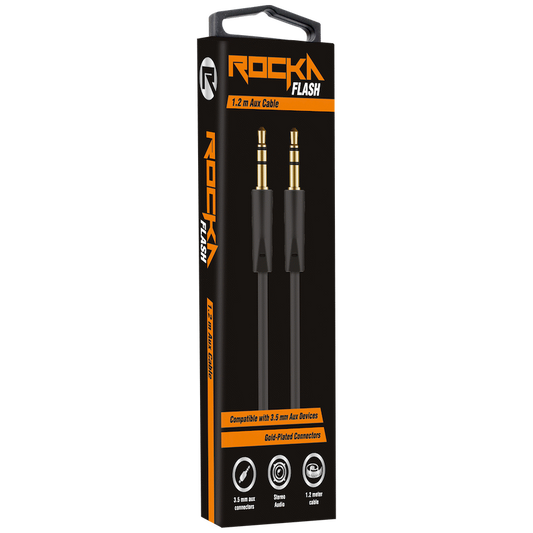 Rocka Flash Series Aux Cable 1.2m - Black