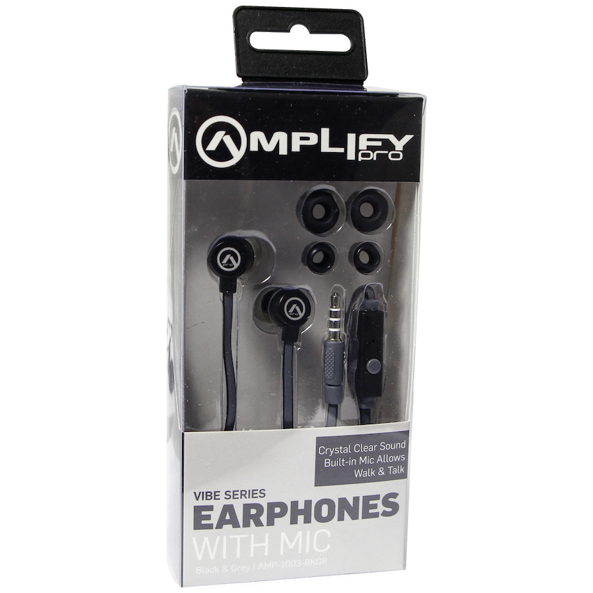 Amplify Vibe Series Earphones with Mic - Black and Grey