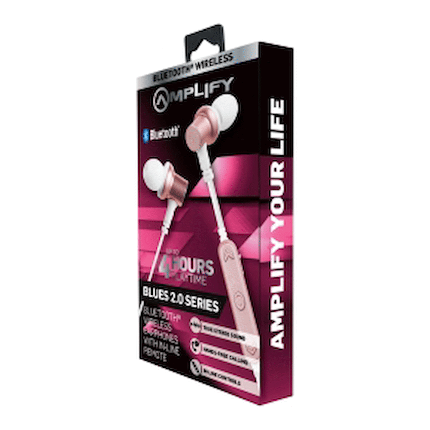 Amplify Blues 2.0 Bluetooth Earphones - White/Rose Gold