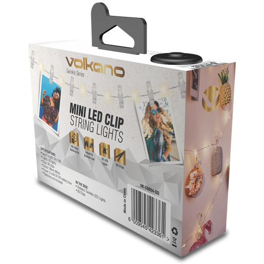Volkano Twinkle Series Photo Clips with LED Lights - Gold