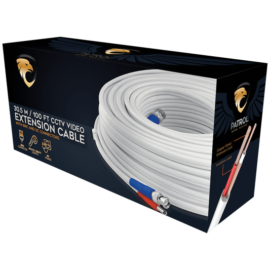 Patrol 30m Video and Power Extension Cable - White