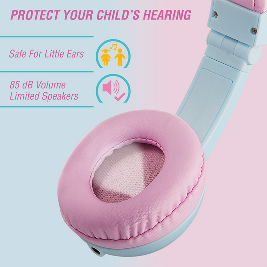 Volkano Sidekick Series Wired Kiddies Headphones with Share Port - Lavender/Light Blue