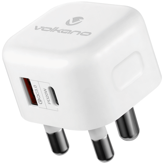 Volkano Robust Series 3-Pin SA to 20w PD + QC 3.0 Wall Charger