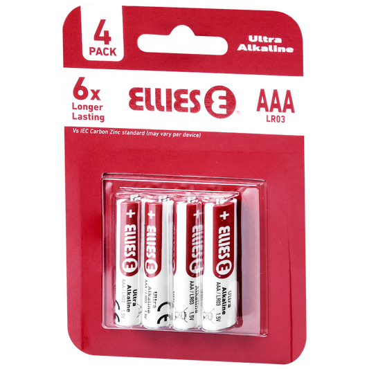 Ellies Ultra Series - Alkaline Batteries AAA 4 Pack -WT