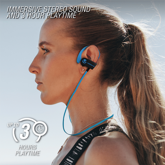Volkano Race Series Bluetooth Sport Earhook Earphones - Black/Blue