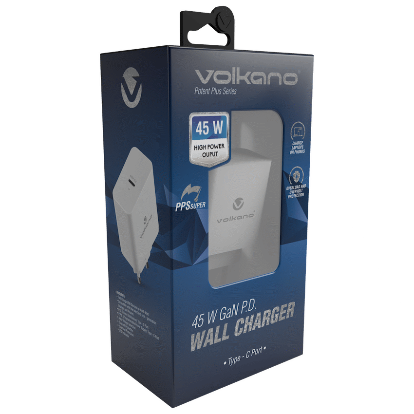 Volkano Potent Plus Series 45w GaN Compact PD Wall Charger