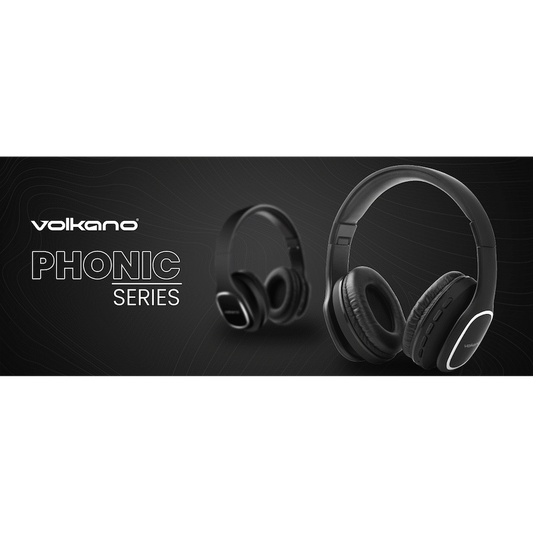 Volkano Phonic Series Bluetooth Full Size Headphones - Black