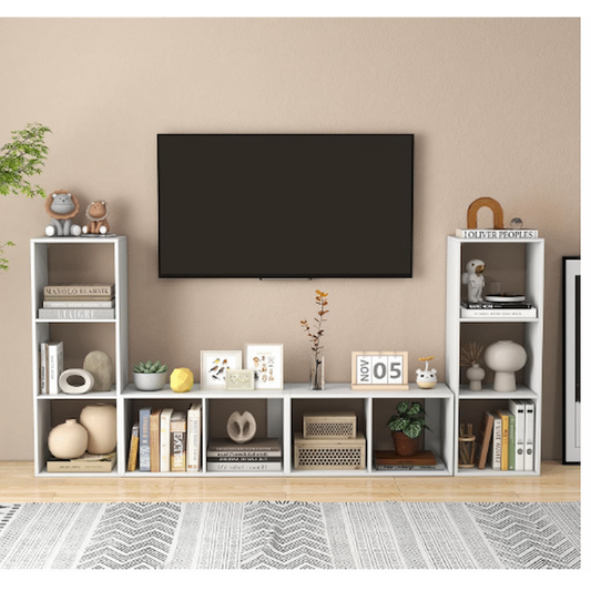 Everfurn Grayscale 3 Tier Bookshelf White, High Pressure Laminate