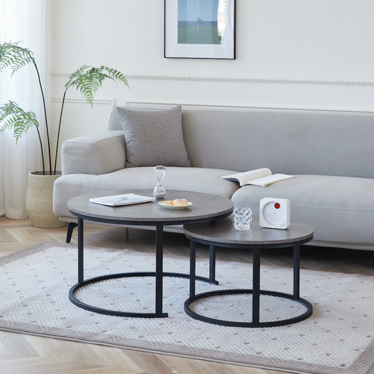 Everfurn Indus Nesting Coffee Table Marble Grey 2 - Piece