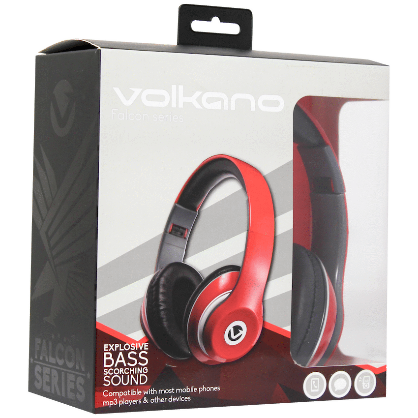 Volkano Falcon series Headphones w/mic RED