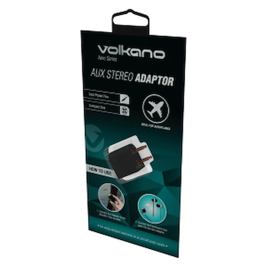 Volkano Aero Series Aux Stereo Adapter - Black