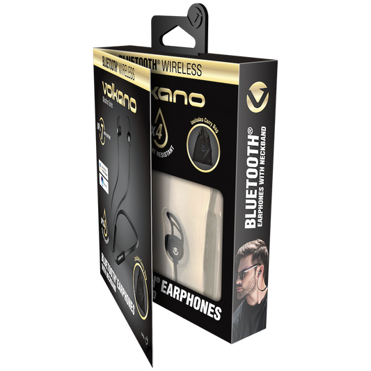 Volkano Marathon Series Bluetooth Earphones with Neckband - Black