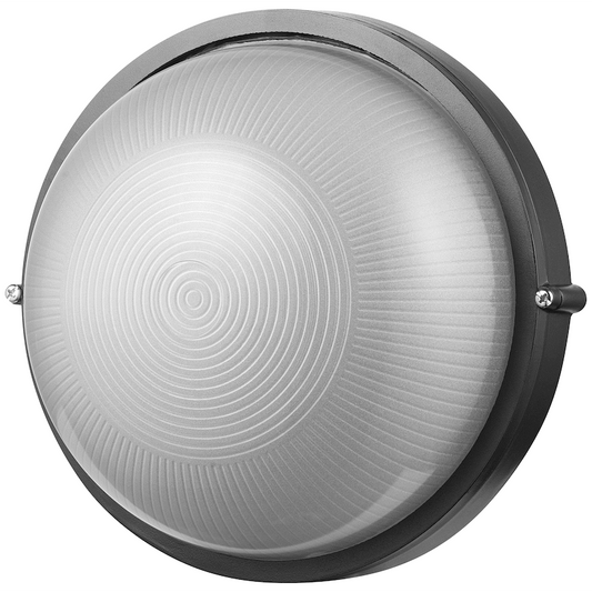 Ellies Illume Series - Large AC Round Bulkhead - Aluminium + Glass - E27 Base -BK