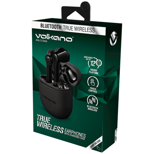 Volkano Aries 2.0 Series TWS Earphones + Charging Case - Black