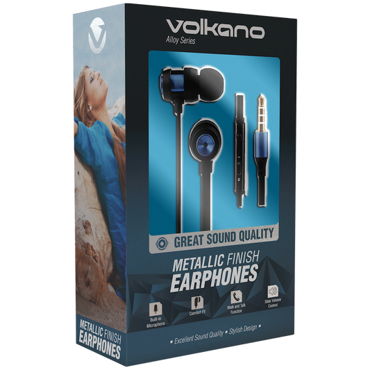 Volkano Alloy Series Metal Earphone - Blue