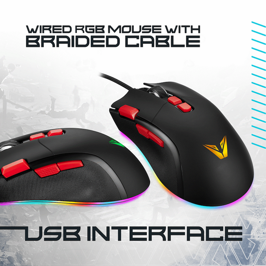VX Gaming Morpheus Series Wired RGB Mouse with Braided Cable