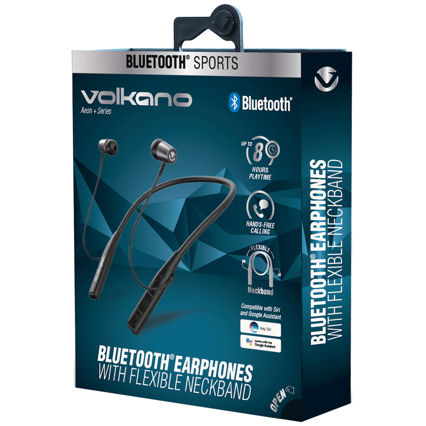 Volkano Aeon+ Series Bluetooth Earphones with Neckband - Black