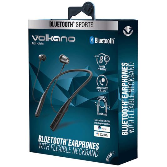Volkano Aeon+ Series Bluetooth Earphones with Neckband - Black