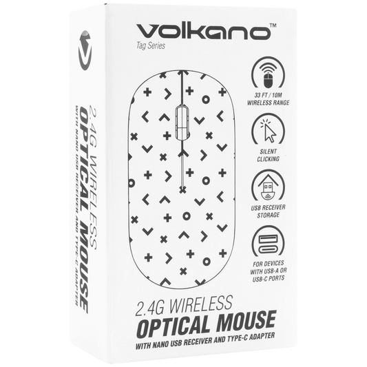 Tag Series 2.4G Wireless Optical Mouse with Nano USB and Type-C Receiver - Black Geo