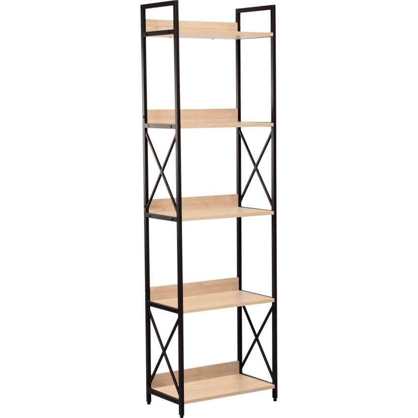 Everfurn Scandanavian Tall Bookcase with Steel Frame