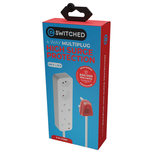 Switched High Surge 4-Way Multiplug 0.5m 1140J