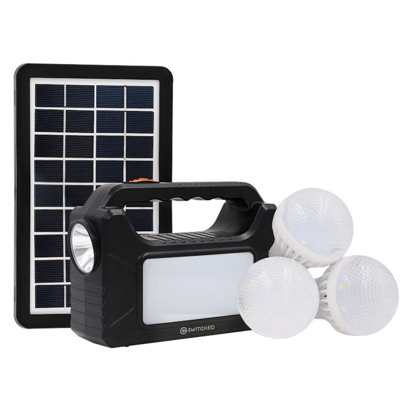 SWITCHED Power Station, Rechargeable, USB Phone Charging with Solar Panel - Black