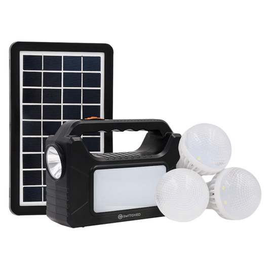 SWITCHED Power Station, Rechargeable, USB Phone Charging with Solar Panel - Black