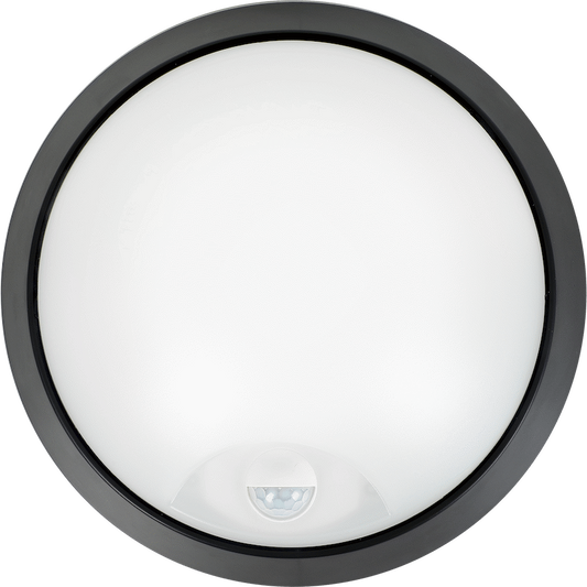 Ellies Spectra Series - AC 15W Round LED Bulkhead with 3CCT and Sensor -BK