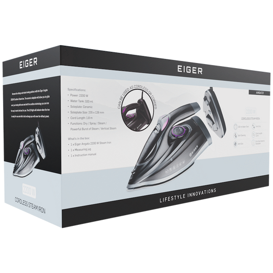 EIGER ANGATO - 2200W CORDLESS CERAMIC STEAM IRON