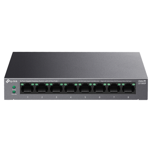 TP-Link LS108GP 8-Port Gigabit Desktop Switch with 8-Port PoE+