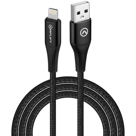 Amplify Linked Series USB-A to Lightning Braided Cable - Black 1m