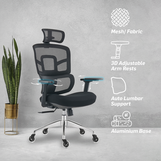 Everfurn Premium Graphite Ergo High Back Chair - Black