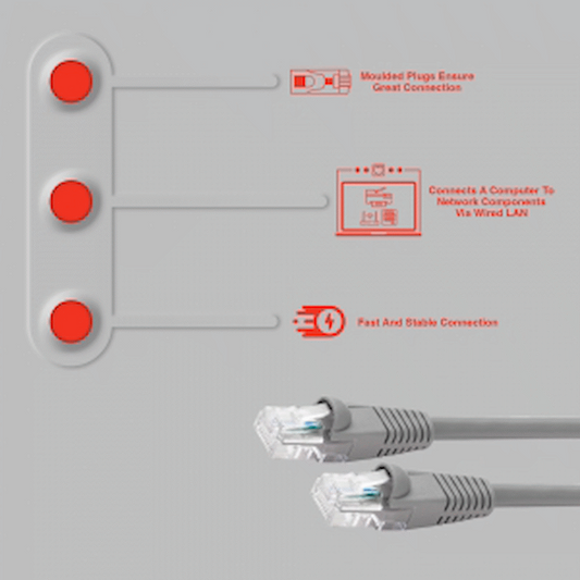 Volkano Network Series RJ-45 Network Cable, CAT5, 3m - Grey