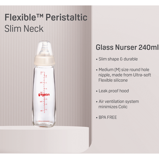Pigeon Flexible Glass Bottle with Peristaltic Nipple 240ml