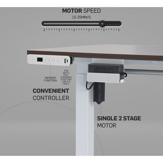 Berlin Height-Adjustable Desk - Base & Controller - White