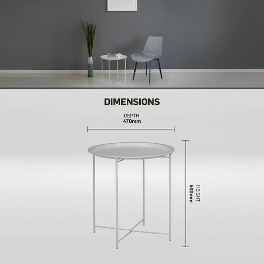 Everfurn Nala Side Table White, Painted MDF, Steel Frame, 2 Pack
