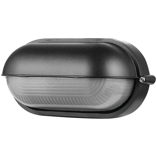 Ellies Arc Series - AC Oval LED Bulkhead - Aluminium + Glass - E27 Base -BK