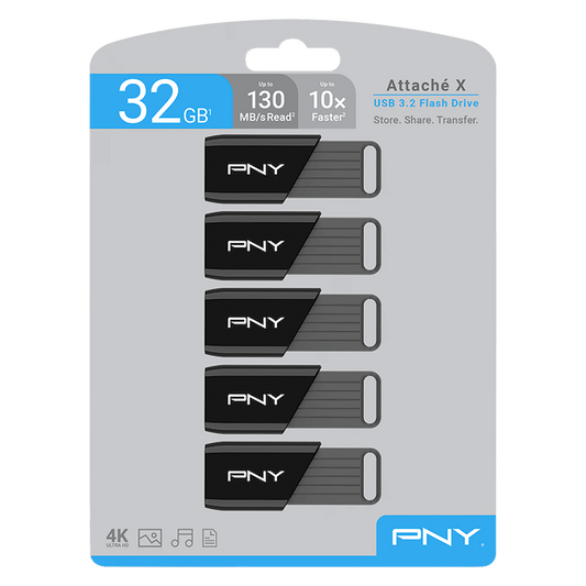 PNY 64GB USB 2.0 Flash Drive Value Pack - 5 Carded Units