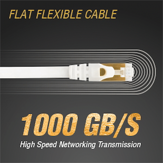 VolkanoX Giga Series Cat 7 Ethernet Cable 5m - White, Gold Tips
